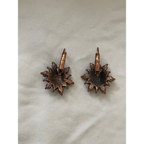 Vintage Colorful Resin Rhinestone Floral Design Pierced Earrings - Picture 9 of 12